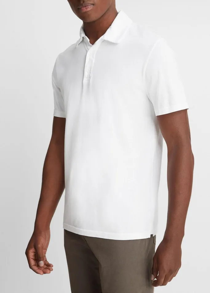 Vince TShirts and Polos Men Garment Dye ShortSleeve Polo Shirt Optic White