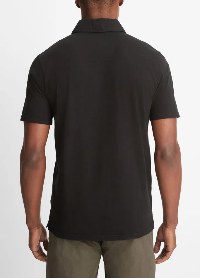 Vince TShirts and Polos Men Garment Dye ShortSleeve Polo Shirt True Black