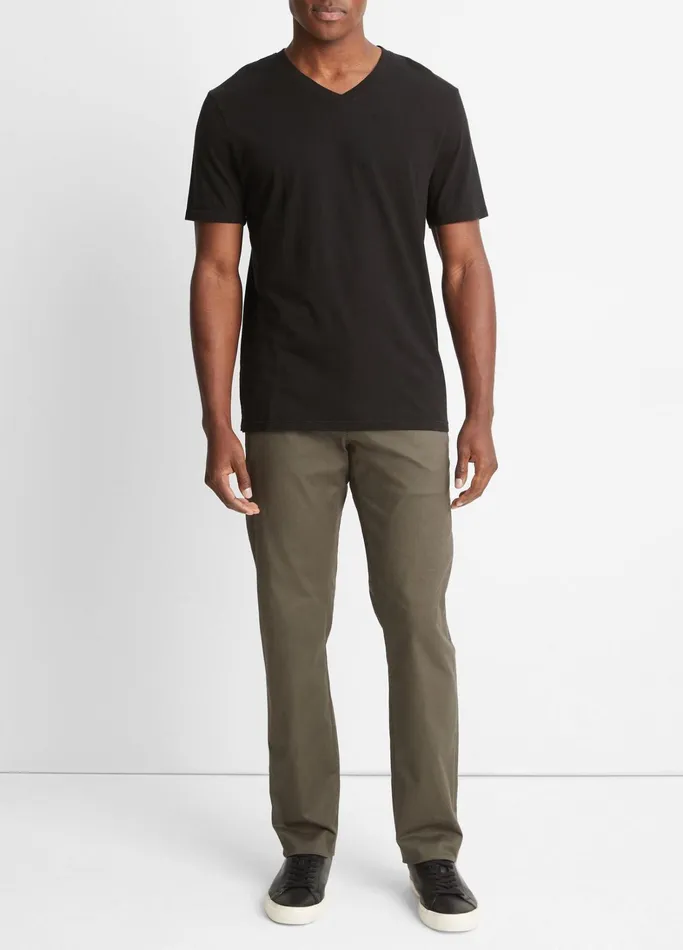 Vince TShirts and Polos Men Garment Dye Short Sleeve VNeck TShirt True Black