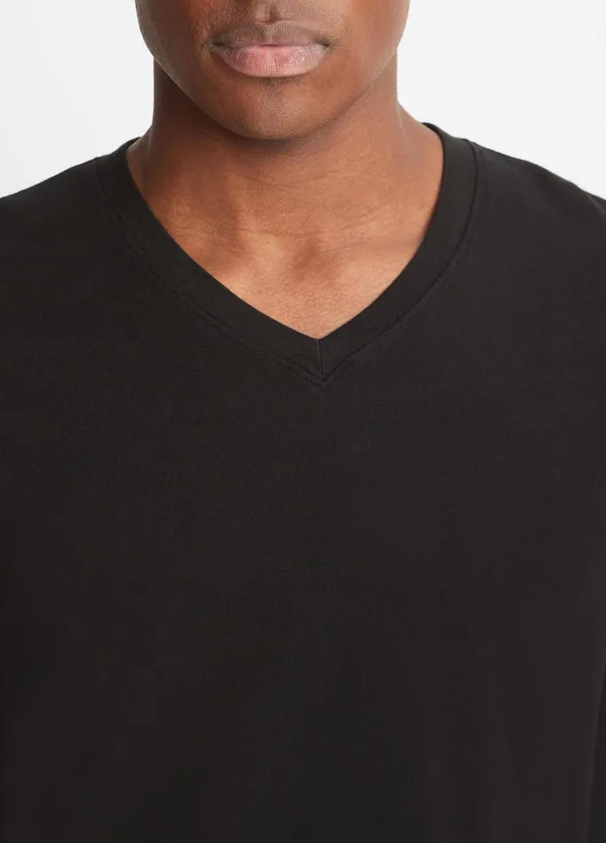 Vince TShirts and Polos Men Garment Dye Short Sleeve VNeck TShirt True Black