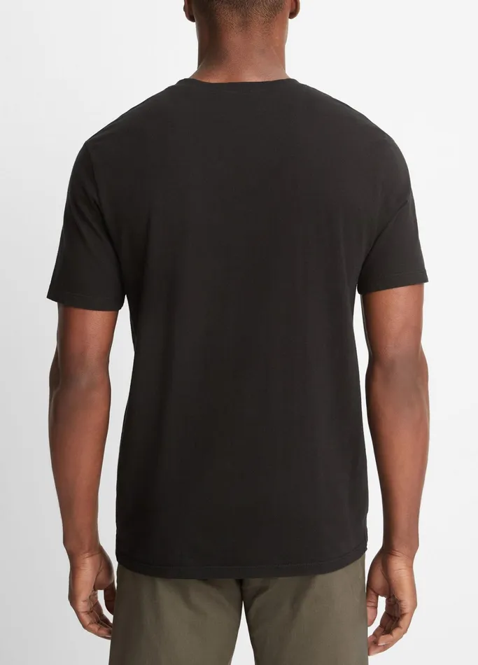 Vince TShirts and Polos Men Garment Dye Short Sleeve VNeck TShirt True Black