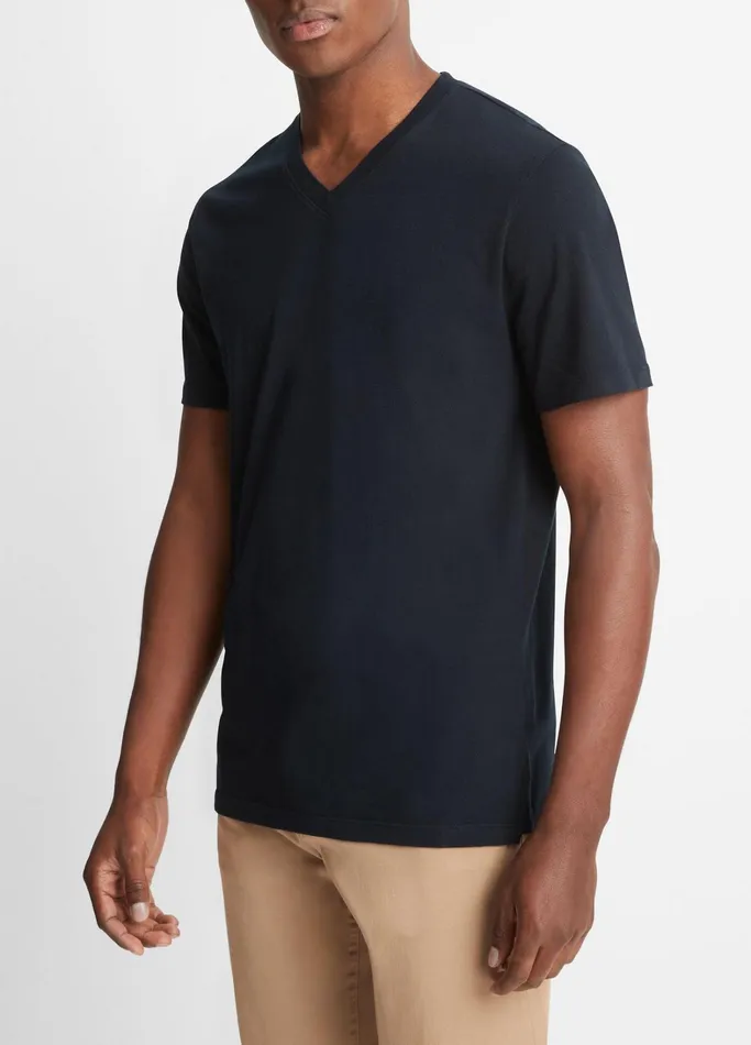 Vince TShirts and Polos Men Garment Dye Short Sleeve VNeck TShirt Washed Coastal
