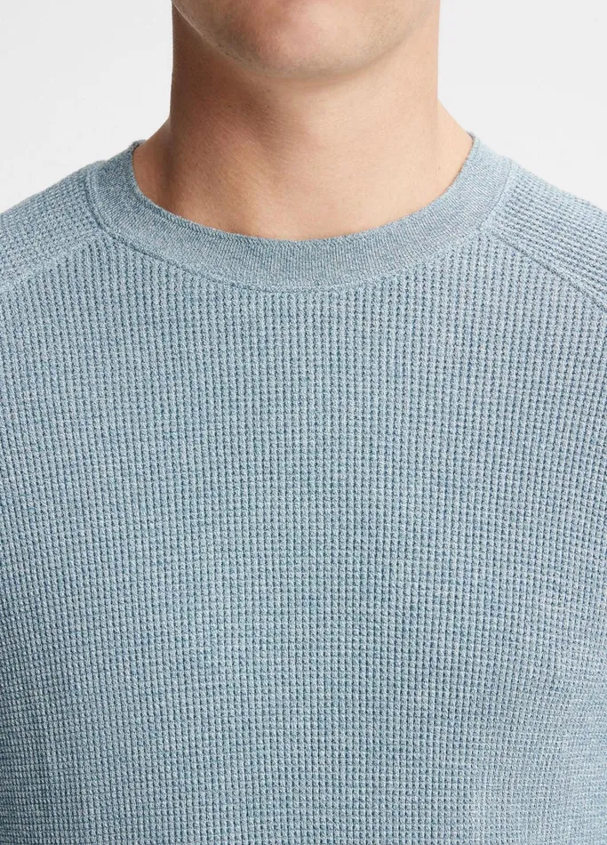 Vince TShirts and Polos Men Moulin Pima Cotton Thermal Crew Neck Pullover High Seaoff White