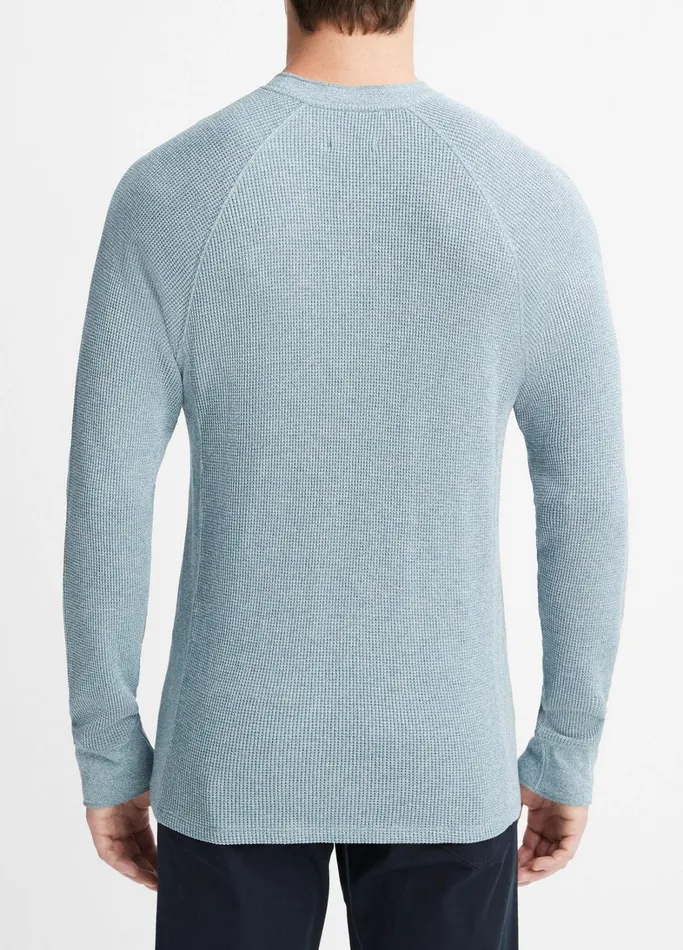 Vince TShirts and Polos Men Moulin Pima Cotton Thermal Crew Neck Pullover High Seaoff White