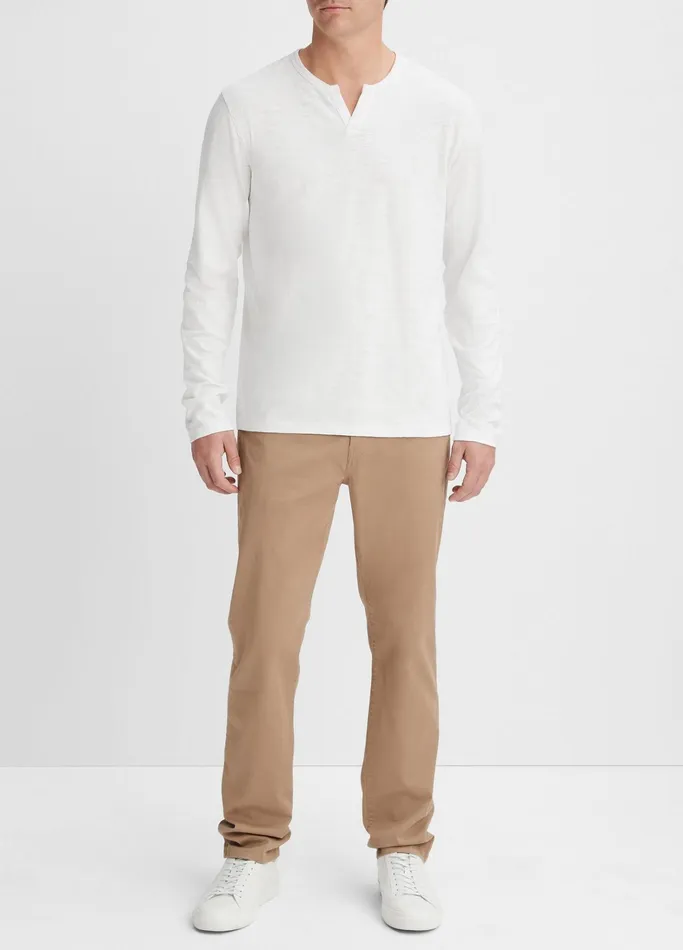 Vince TShirts and Polos Men Slub Cotton SplitNeck TShirt Optic White
