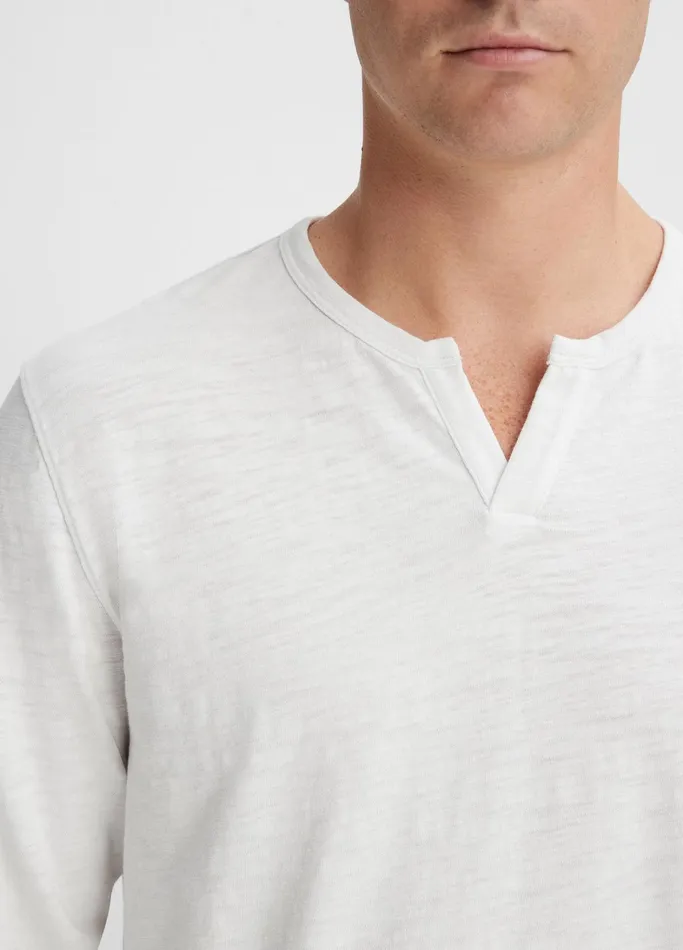 Vince TShirts and Polos Men Slub Cotton SplitNeck TShirt Optic White