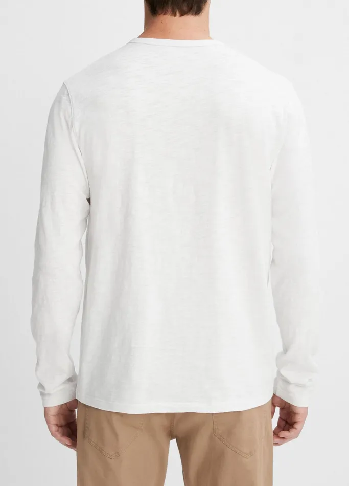 Vince TShirts and Polos Men Slub Cotton SplitNeck TShirt Optic White