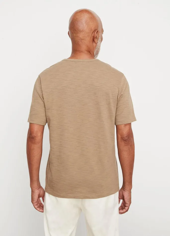 Vince TShirts and Polos Men Slub SplitNeck TShirt Olive Moss