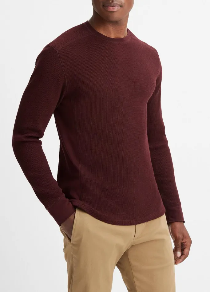 Vince TShirts and Polos Men Thermal LongSleeve Crew Neck TShirt Pinot Vino