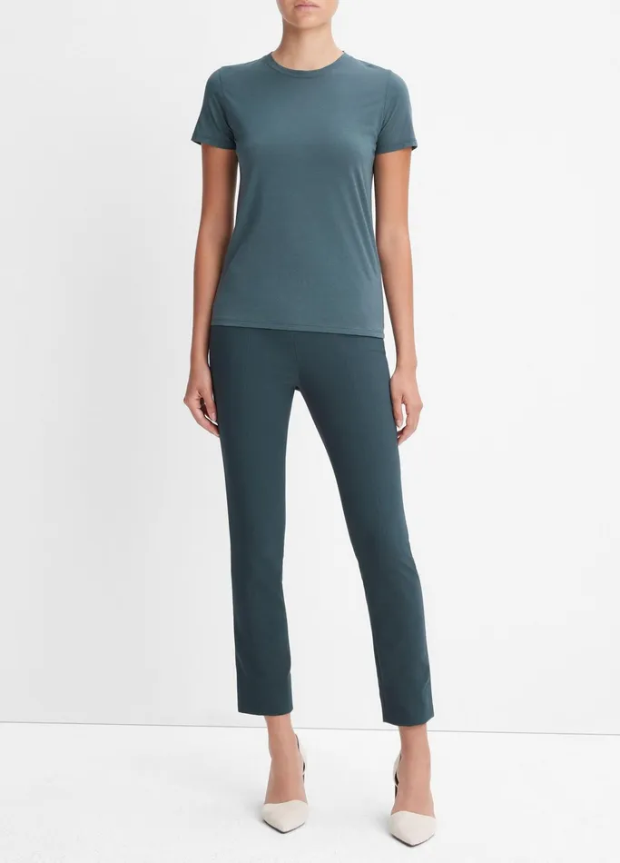 Vince TShirts Women Essential Pima Cotton Crew Neck TShirt Azurine