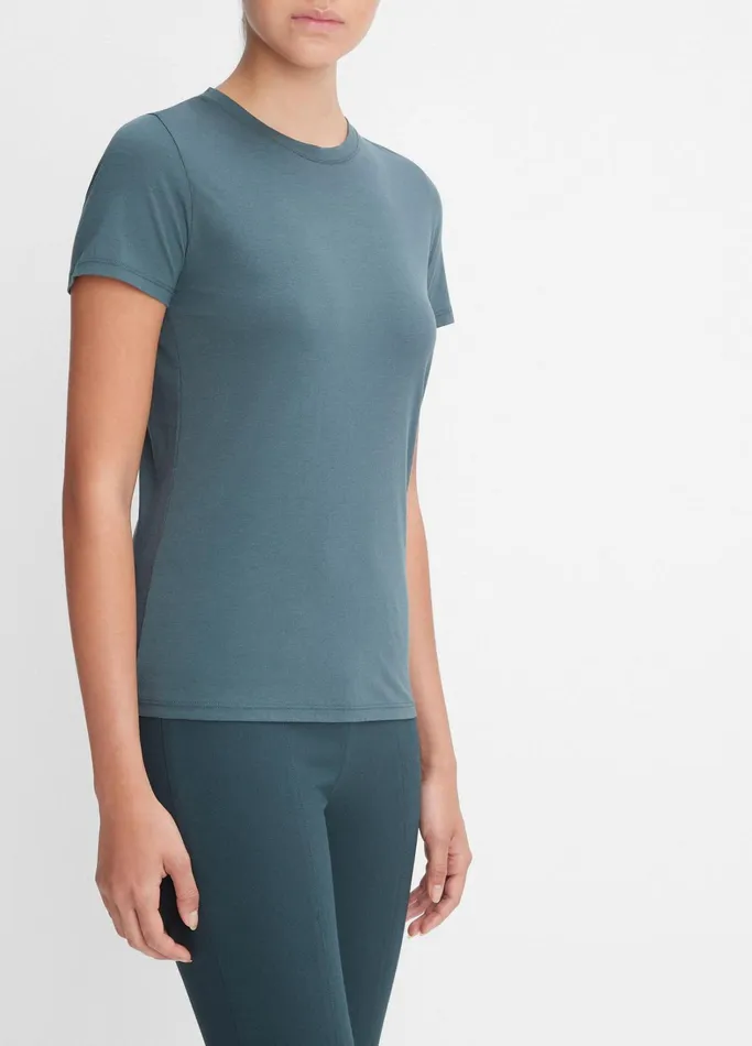 Vince TShirts Women Essential Pima Cotton Crew Neck TShirt Azurine