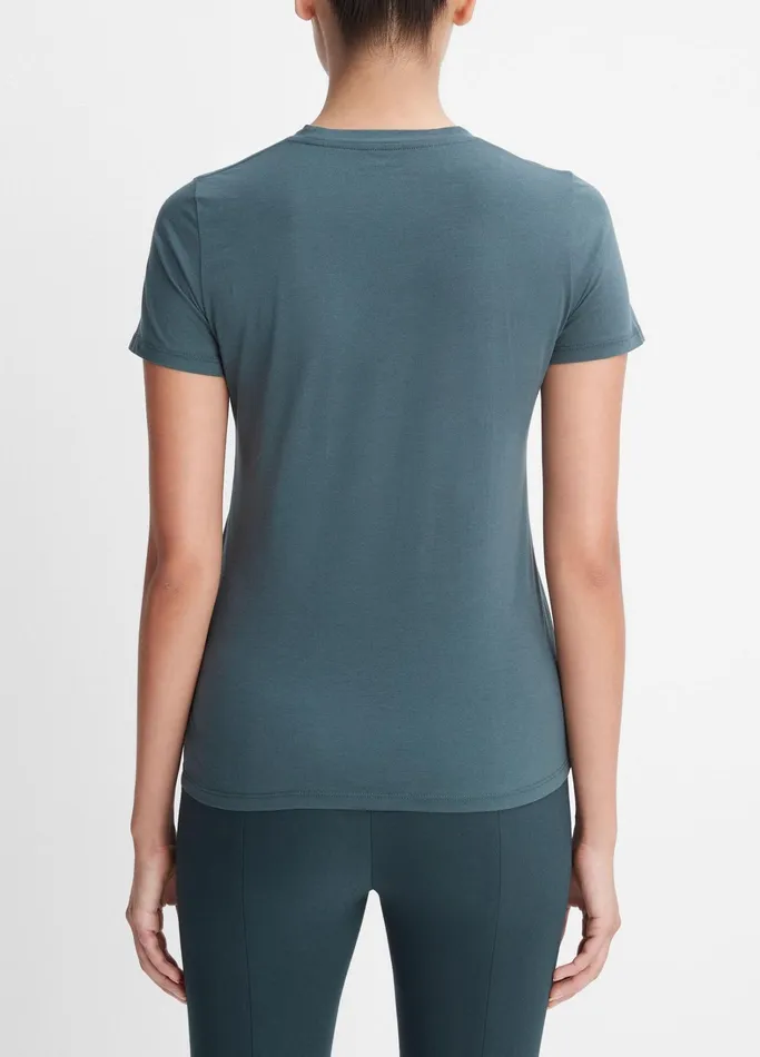 Vince TShirts Women Essential Pima Cotton Crew Neck TShirt Azurine