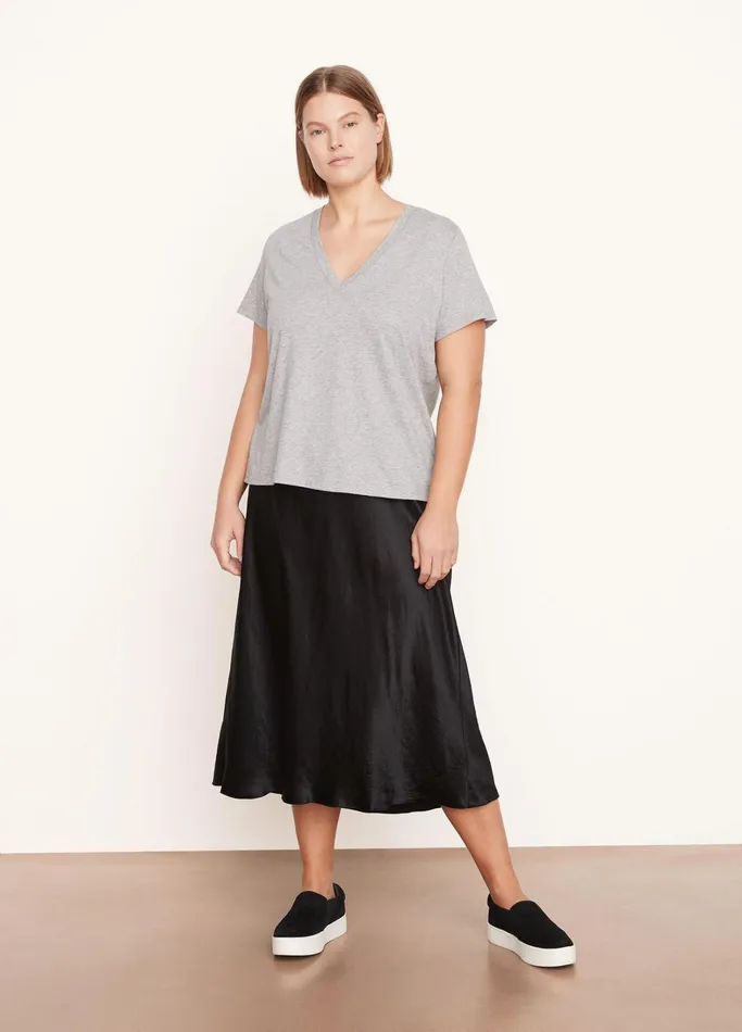 Vince TShirts Women Essential Pima Cotton VNeck TShirt Heather Grey