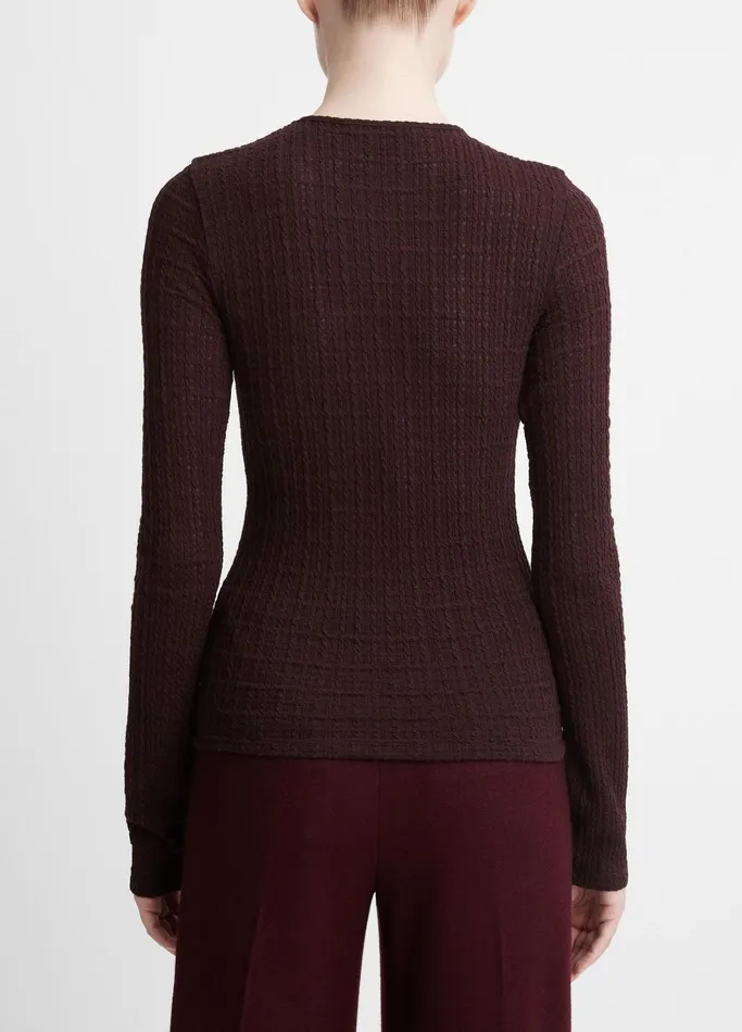 Vince TShirts Women PlaidJacquard LongSleeve Top Black Fig