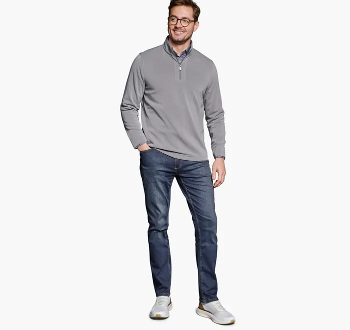 Vintage Washed QuarterZip Grey Sweaters and Knits Johnston and Murphy Men