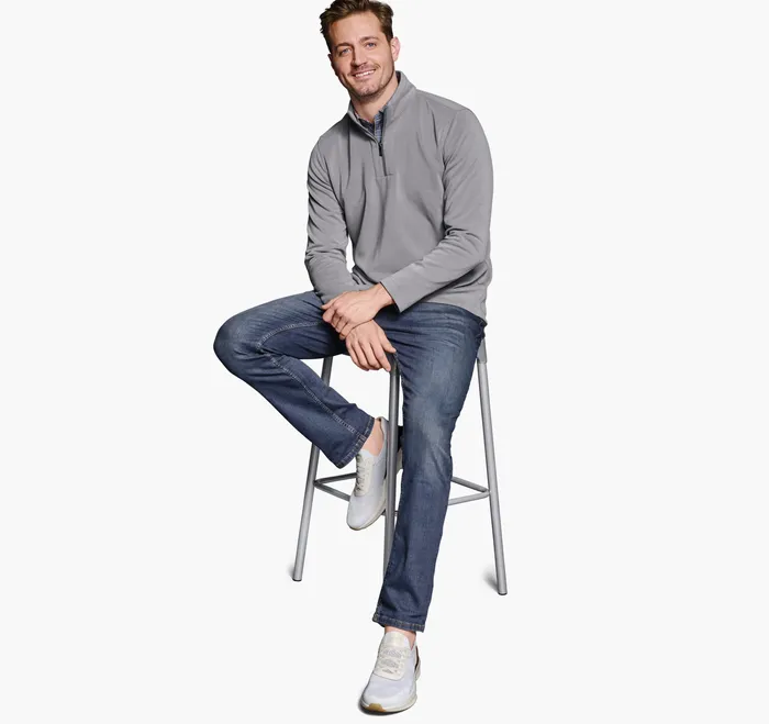 Vintage Washed QuarterZip Grey Sweaters and Knits Johnston and Murphy Men