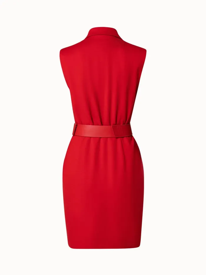 Viscose Wool Jersey Dress With Horsehair Belt Red Women Akris Dresses