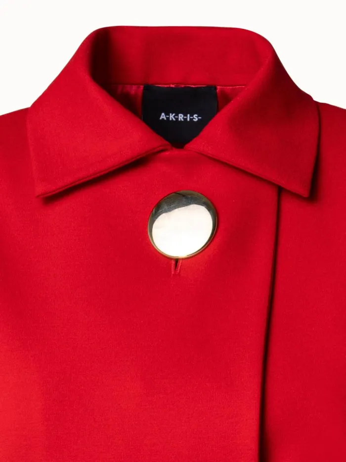 Viscose Wool Jersey Dress With Horsehair Belt Red Women Akris Dresses