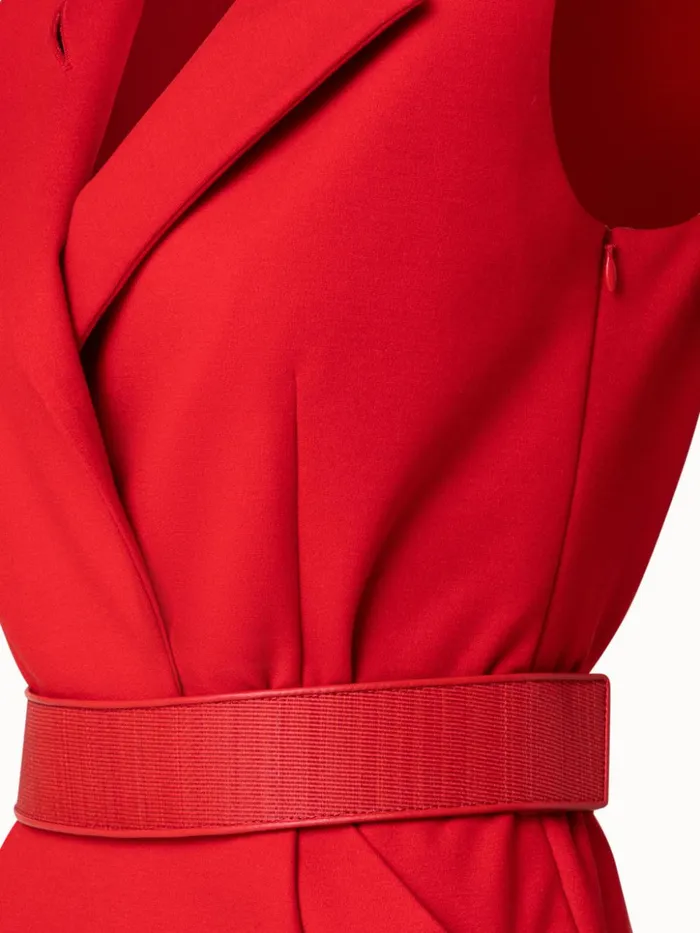 Viscose Wool Jersey Dress With Horsehair Belt Red Women Akris Dresses