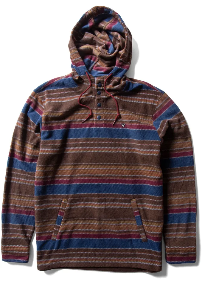 Vissla EcoZy Hooded Popover Chocolate Men Fleece and Hoodies