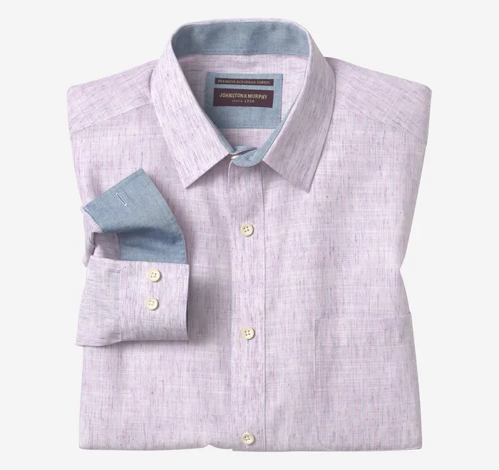 Washed Slubbed Shirt Pink Slub Men Shirts Johnston and Murphy