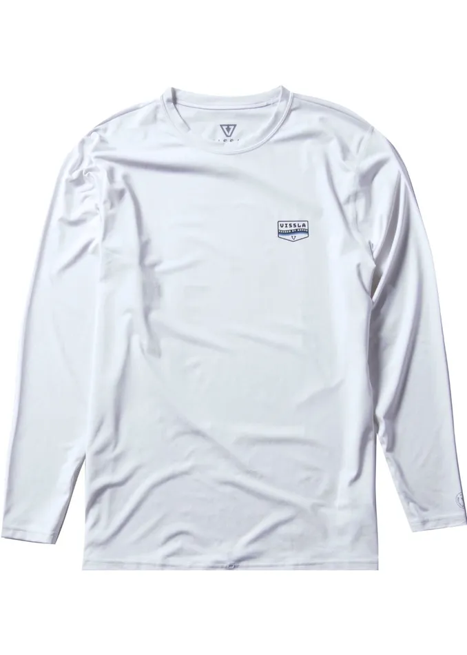 Wetsuit Tops and Lycra Men Vissla Easy Seas Eco Long Sleeve Lycra Rash Guard White 2