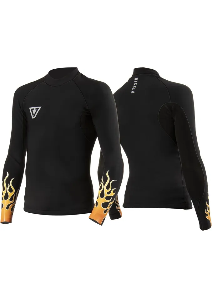 Wetsuits High Fire Boys 1MM LS Wetsuit Jacket Black Vissla Youth