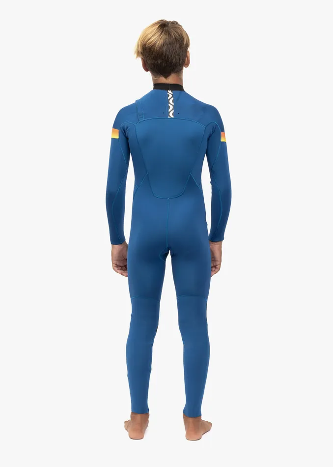 Wetsuits Vissla Youth 7 Seas Boys Raditude 43 Full Chest Zip Wetsuit Harbor Blue