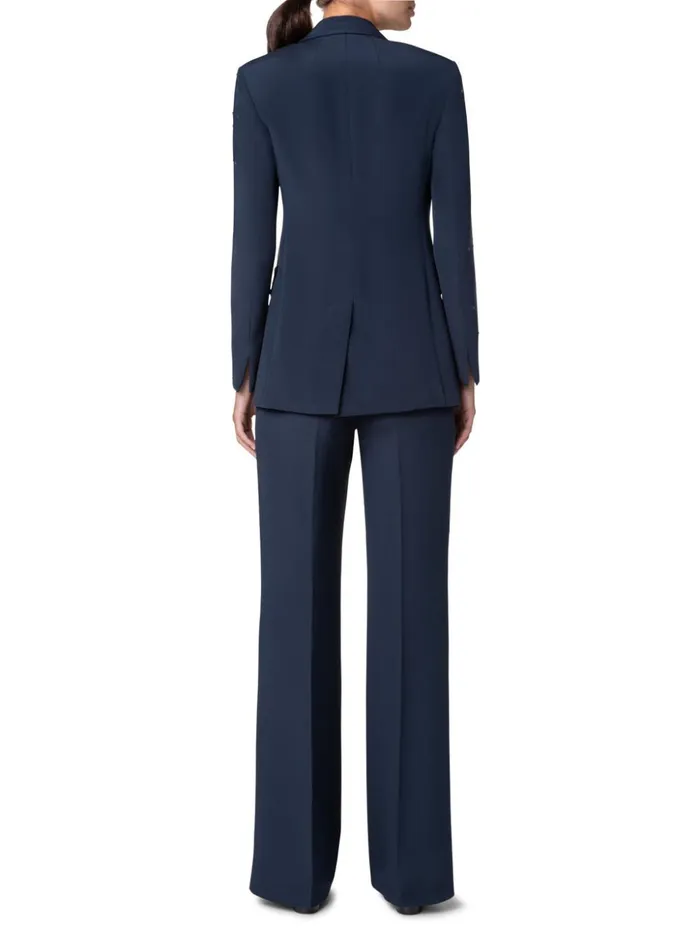 Wide Straight Leg Pants With Swarovski Stars Navy Women Akris Pants