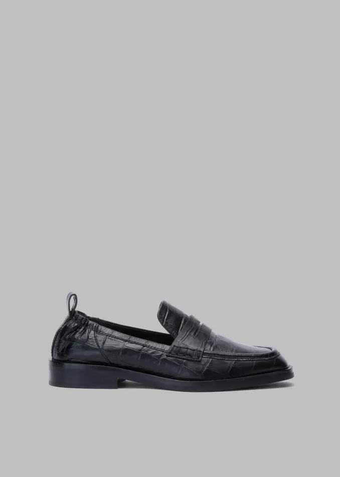 Women 31 Phillip Lim Alexa Soft Penny Croco Loafers 8211 Black The Frankie Shop