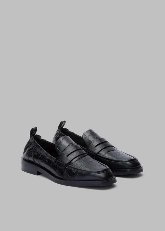 Women 31 Phillip Lim Alexa Soft Penny Croco Loafers 8211 Black The Frankie Shop