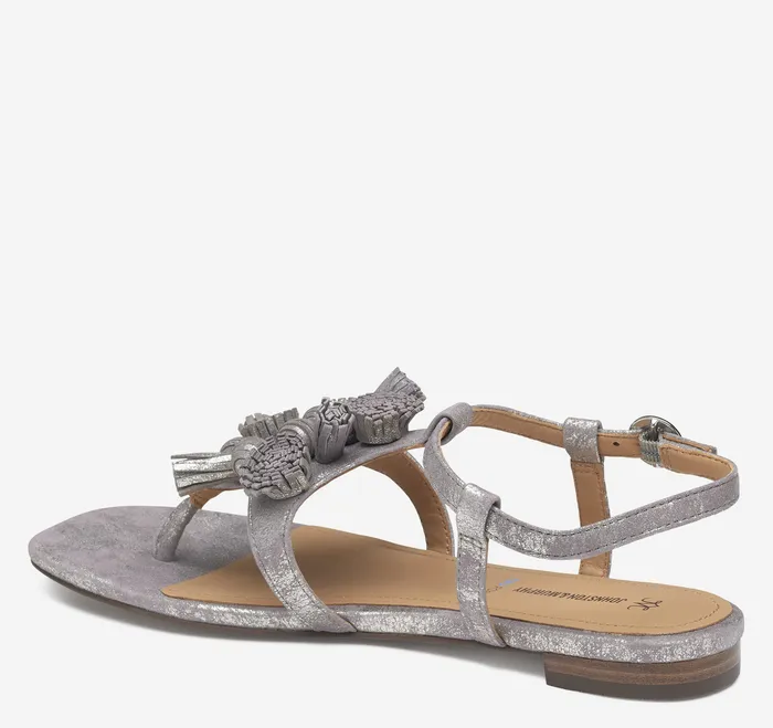 Women8217s Shoes Johnston and Murphy Women Lilly Tassel Thong Silver Metallic Kid Suede