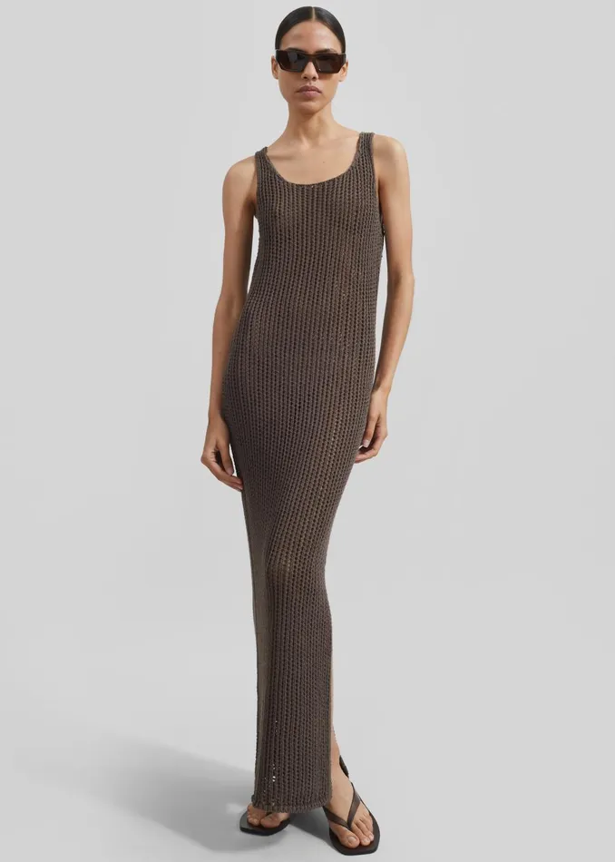 Women Adrienna Crochet Maxi Dress 8211 Brown The Frankie Shop Dresses