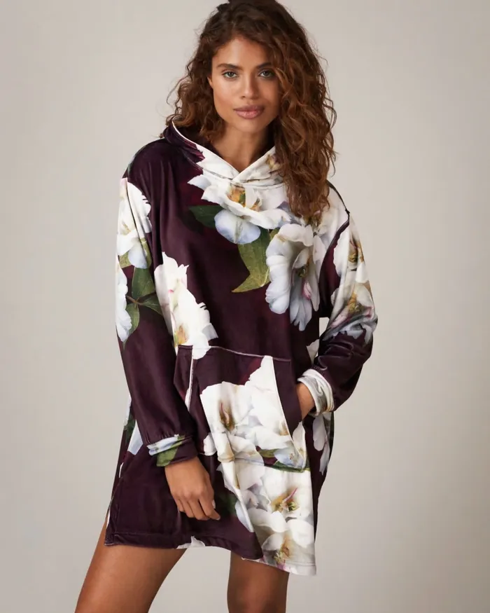 Women ADYSENN 8211 Oversized Floral Plush Hoodie Deep Purple Ted Baker Lingerie and Pyjamas Women ADYSENN 8211 Oversized Floral Plush Hoodie Deep Purple Ted Baker Lingerie and Pyjamas
