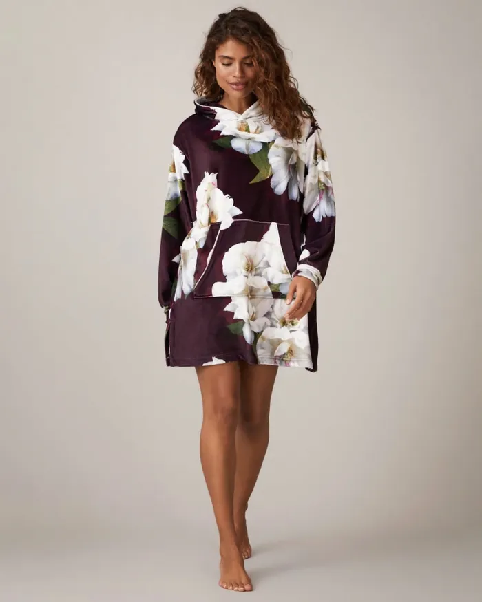 Women ADYSENN 8211 Oversized Floral Plush Hoodie Deep Purple Ted Baker Lingerie and Pyjamas Women ADYSENN 8211 Oversized Floral Plush Hoodie Deep Purple Ted Baker Lingerie and Pyjamas