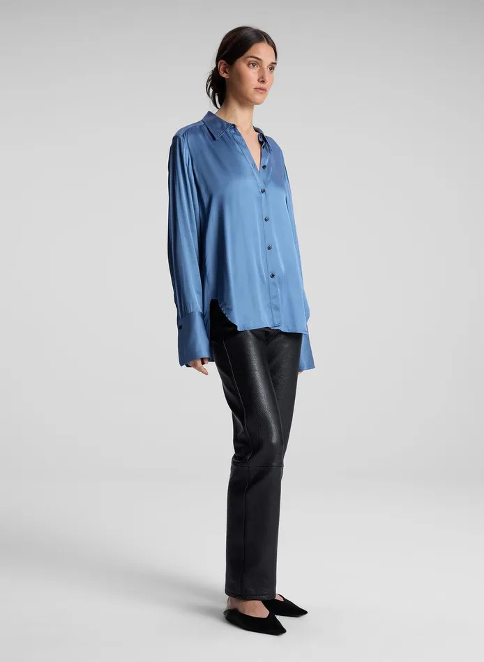 Women Aiden Satin Top Steel Blue ALC Tops