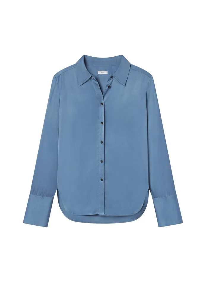 Women Aiden Satin Top Steel Blue ALC Tops
