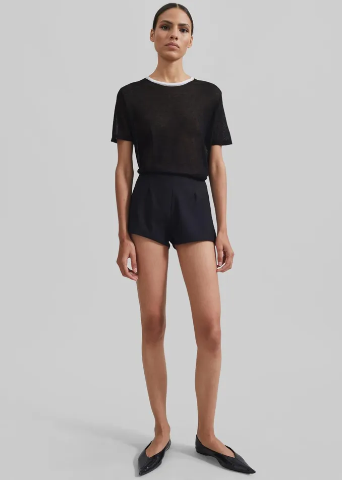 Women Aimee Sheer Cropped TShirt 8211 Black The Frankie Shop Tops