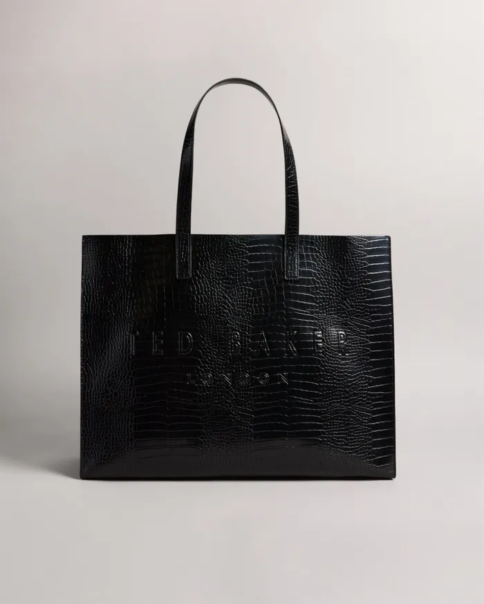 Women ALLICON 8211 Mock Croc Icon Tote Bag Black Ted Baker Tote Bags Women ALLICON 8211 Mock Croc Icon Tote Bag Black Ted Baker Tote Bags