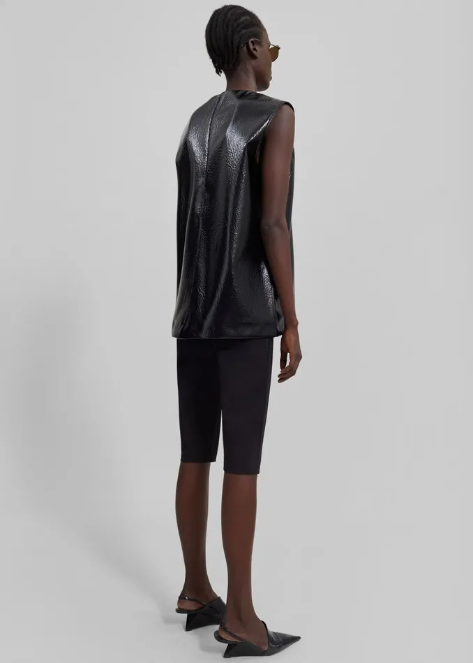 Women Amaris Crackled Faux Leather Tank Top 8211 Black The Frankie Shop Tops