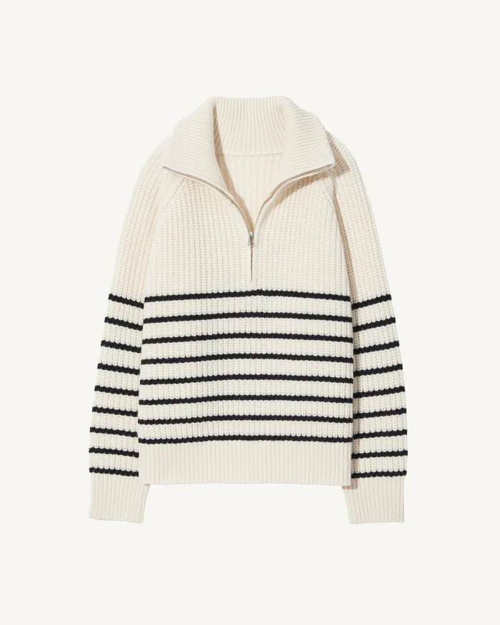 Women AMELINA CASHMERE SWEATER IvoryDark Navy Stripe Knits and Sweaters Nili Lotan