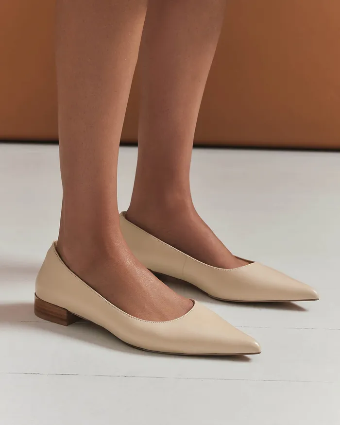 Women Anita dress flat sand leather BALLET jomercer