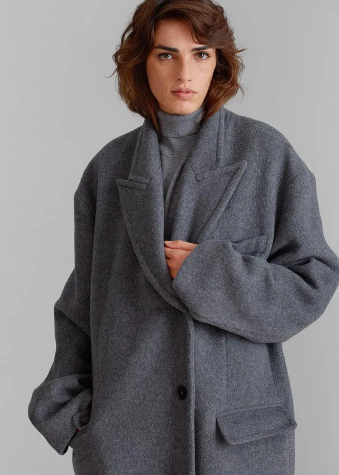 Women Anya Oversized Coat 8211 Charcoal The Frankie Shop Outerwear