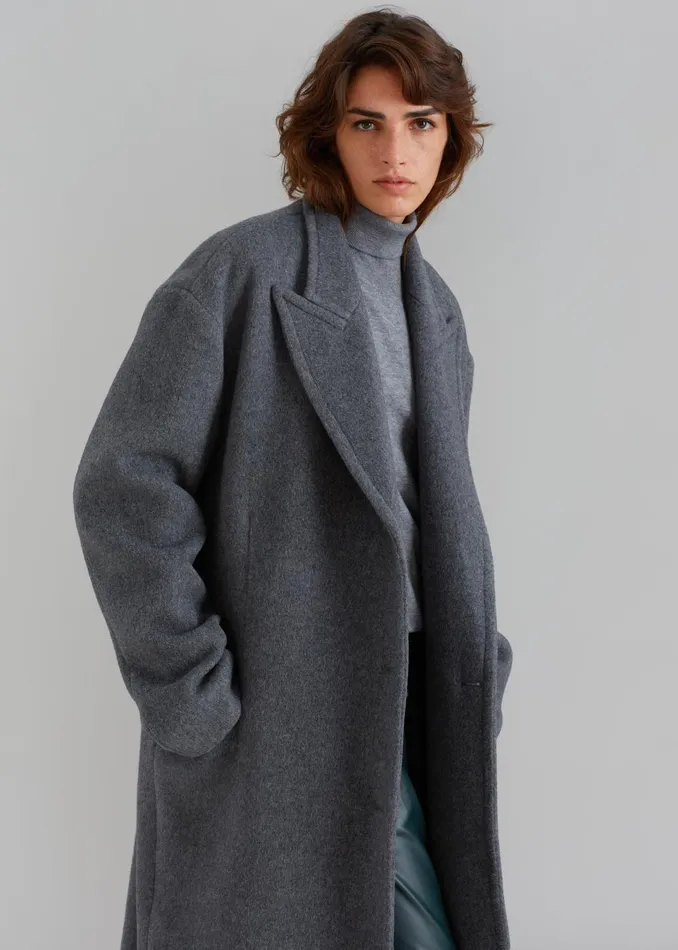Women Anya Oversized Coat 8211 Charcoal The Frankie Shop Outerwear