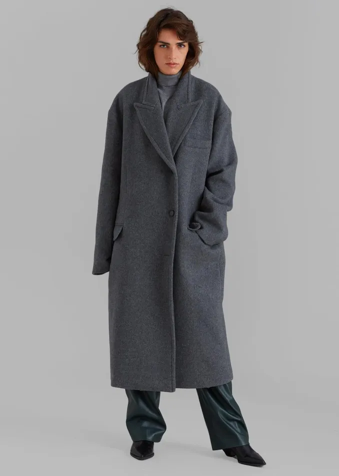Women Anya Oversized Coat 8211 Charcoal The Frankie Shop Outerwear