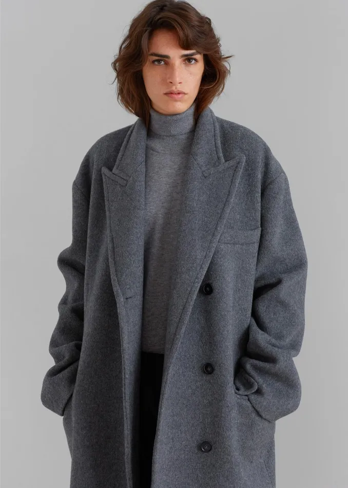 Women Anya Oversized Coat 8211 Charcoal The Frankie Shop Outerwear