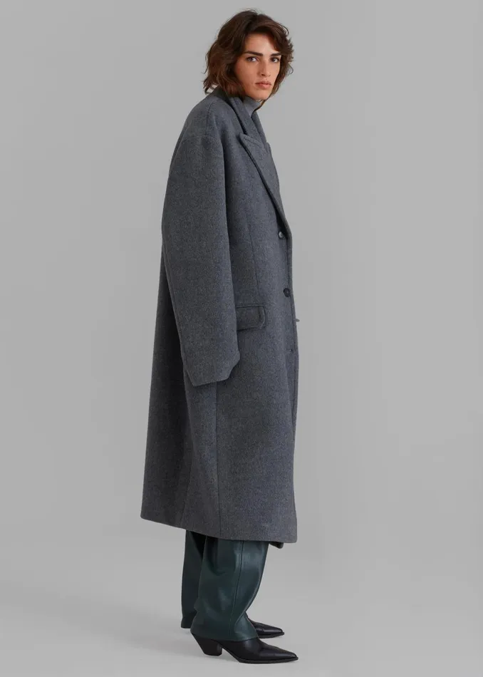 Women Anya Oversized Coat 8211 Charcoal The Frankie Shop Outerwear