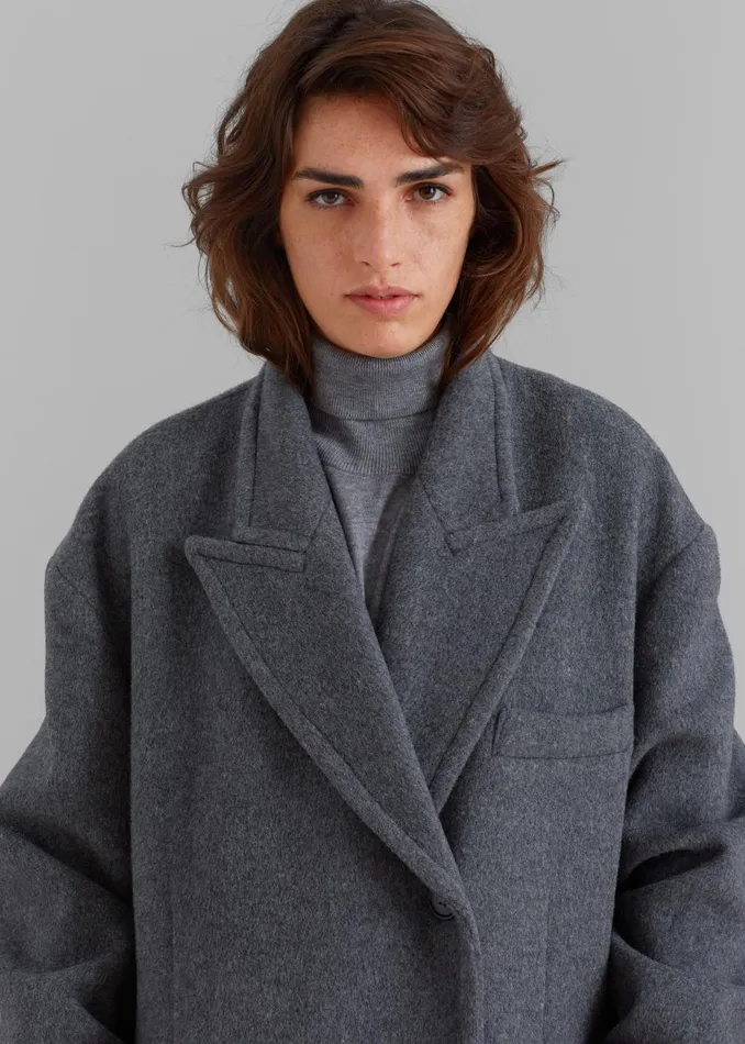 Women Anya Oversized Coat 8211 Charcoal The Frankie Shop Outerwear