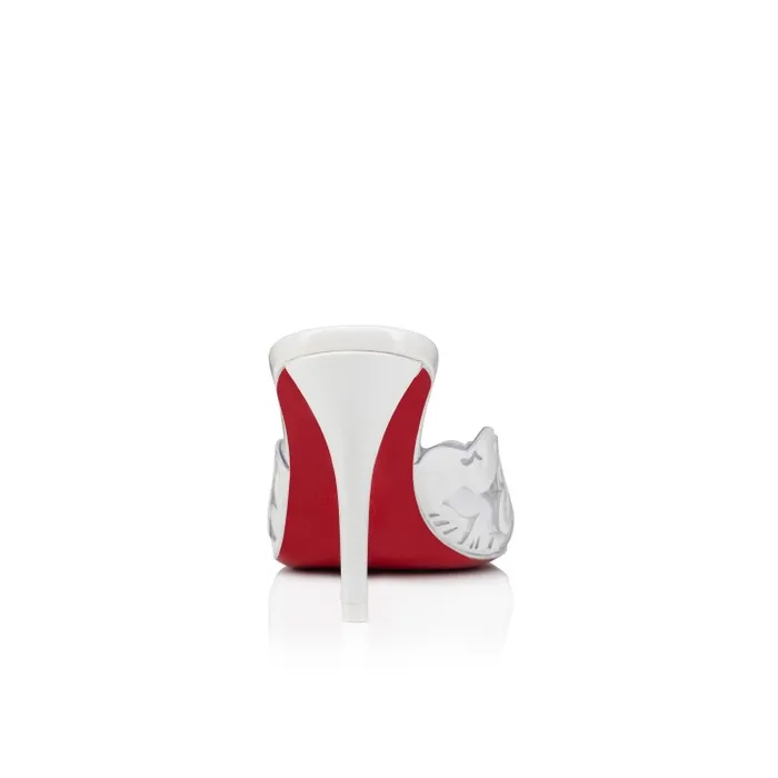 Women Apostropha Mule Petunia 80 Mm Mules 8211 PVC And Patent Leather 8211 White Christian Louboutin Sandals and Slides