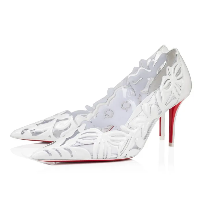 Women Apostropha Petunia 80 Mm Pumps 8211 PVC And Patent Leather 8211 White Christian Louboutin Pumps
